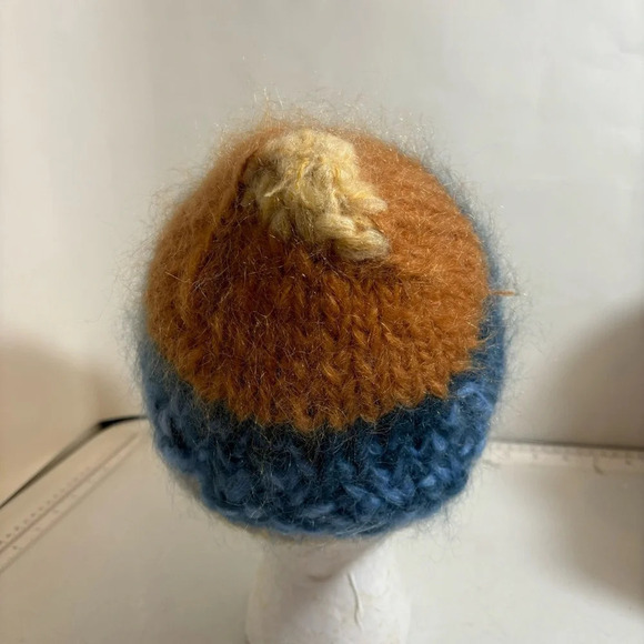 Vintage hand-knit winter ski snowboard fuzzy warm wool toque hat beanie - Picture 3 of 8